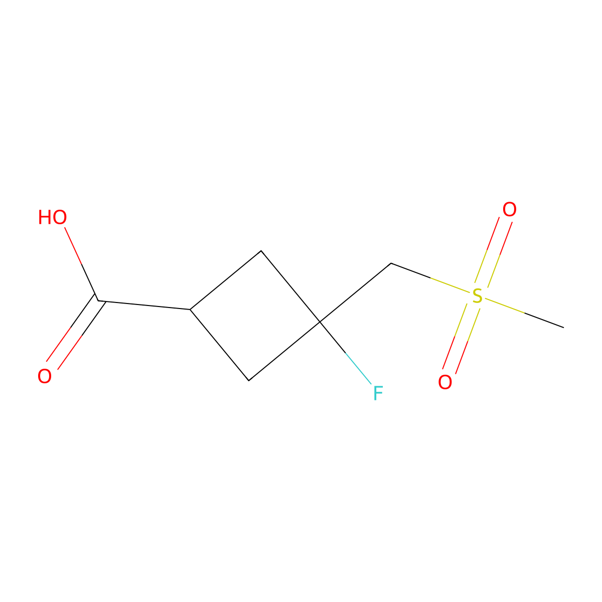 3-Fluoro-3-(methanesulfonylmethyl)cyclobutane-1-carboxylic acid molecular structure, CAS 2923842-51-5