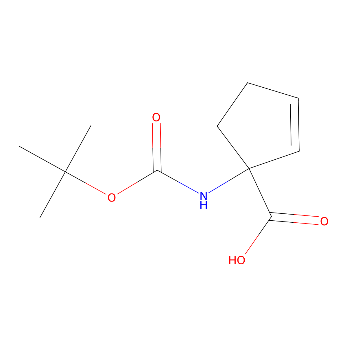 1-{[(Tert-butoxy)carbonyl]amino}cyclopent-2-ene-1-carboxylic acid molecular structure, CAS 2923842-55-9
