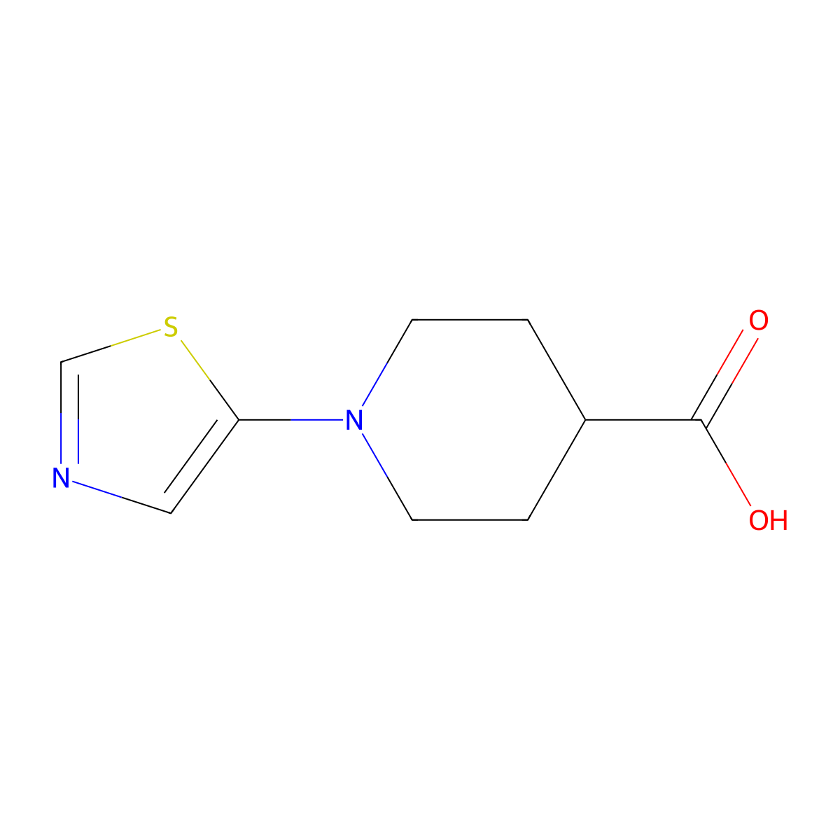 1-(1,3-Thiazol-5-yl)piperidine-4-carboxylic acid molecular structure, CAS 2923842-60-6