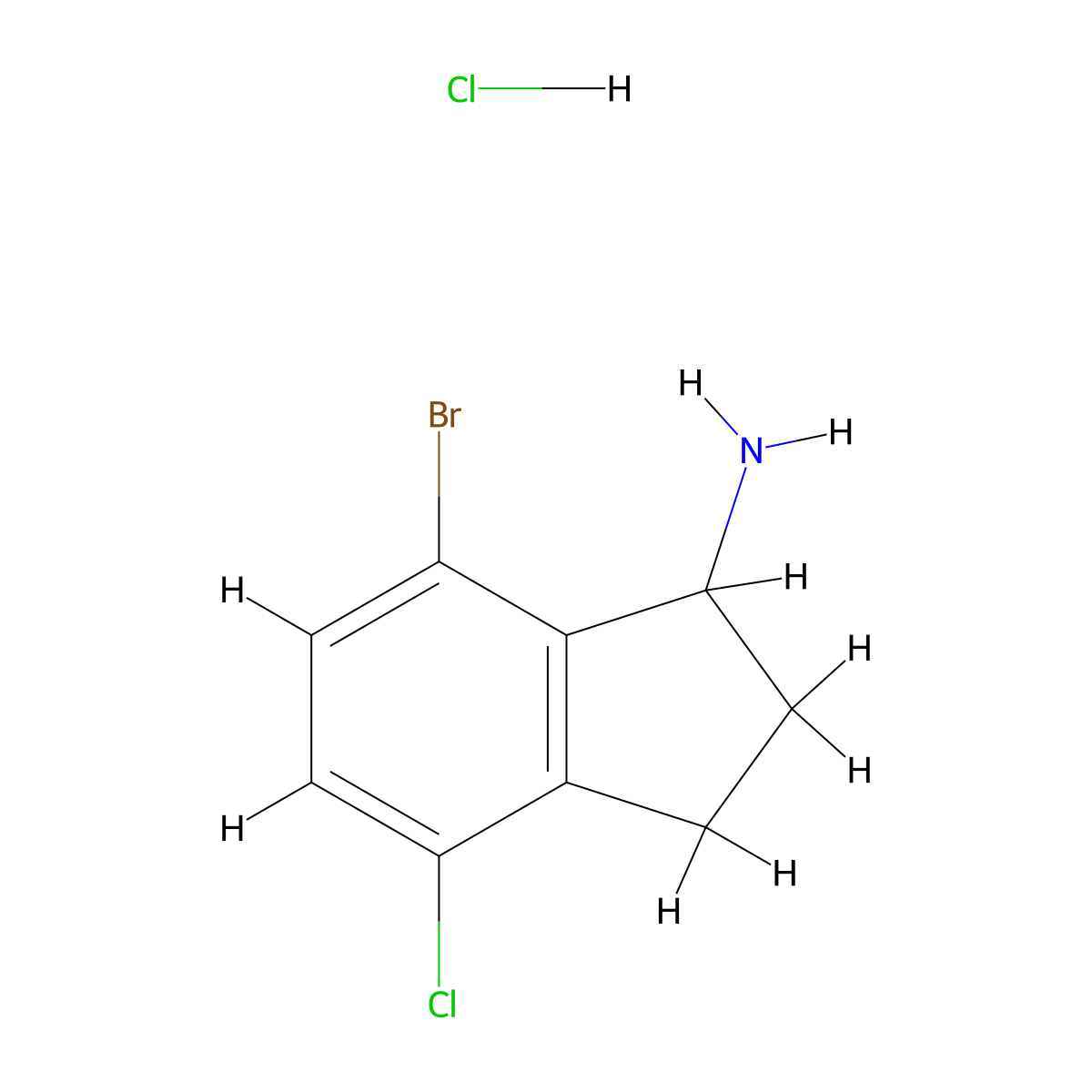 7-bromo-4-chloro-2,3-dihydro-1H-inden-1-amine hydrochloride molecular structure, CAS 2923842-69-5