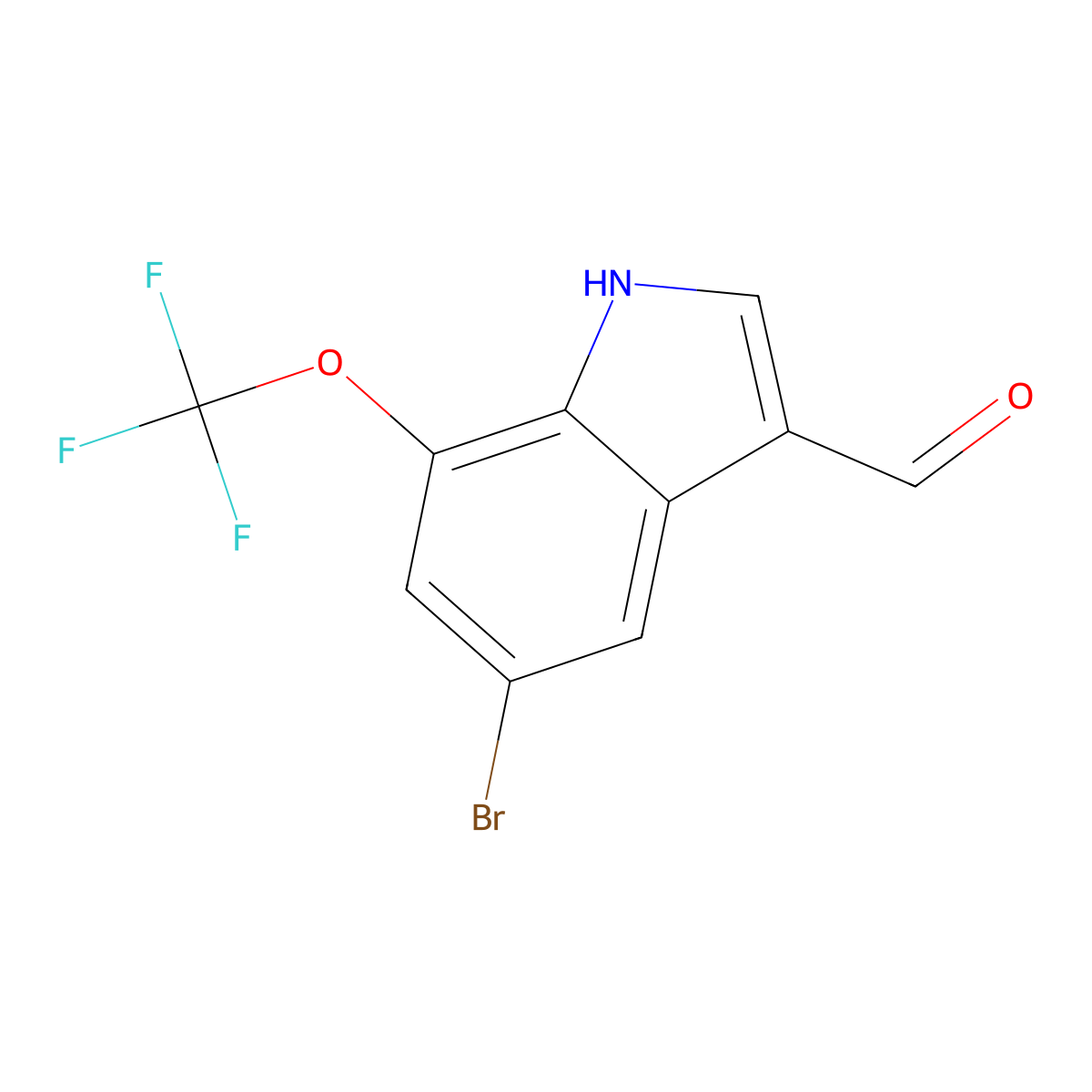 5-bromo-7-(trifluoromethoxy)-1H-indole-3-carbaldehyde molecular structure, CAS 2923842-72-0
