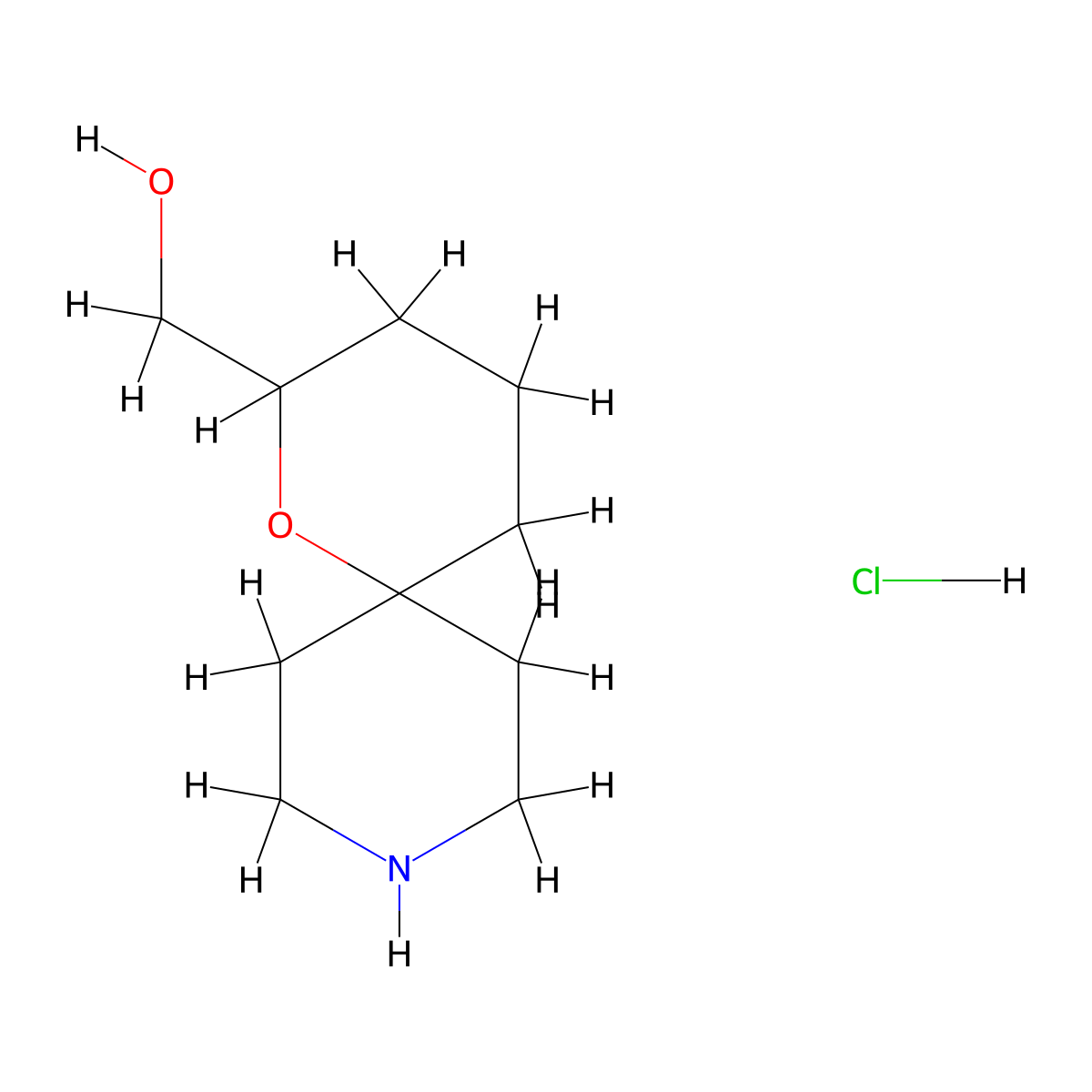{1-Oxa-9-azaspiro[5.5]undecan-2-yl}methanol hydrochloride molecular structure, CAS 2923842-75-3