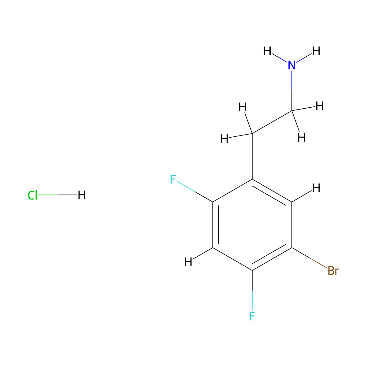 2-(5-Bromo-2,4-difluorophenyl)ethan-1-amine hydrochloride molecular structure, CAS 2923842-78-6