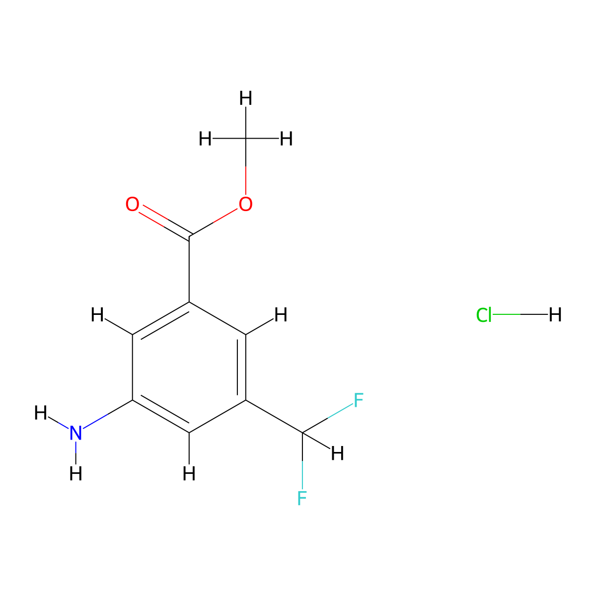 Methyl 3-amino-5-(difluoromethyl)benzoate hydrochloride molecular structure, CAS 2923842-82-2