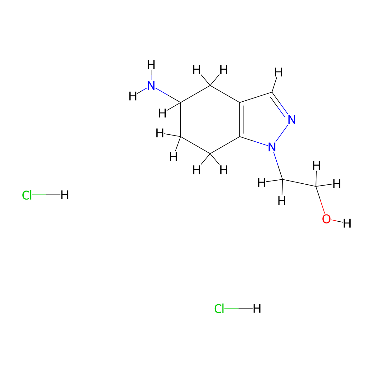 2-(5-amino-4,5,6,7-tetrahydro-1H-indazol-1-yl)ethan-1-ol dihydrochloride molecular structure, CAS 2923842-85-5