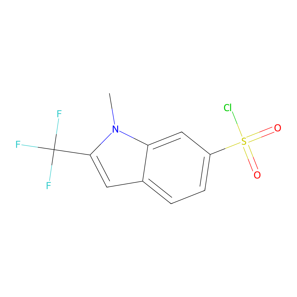 1-methyl-2-(trifluoromethyl)-1H-indole-6-sulfonyl chloride molecular structure, CAS 2923842-87-7