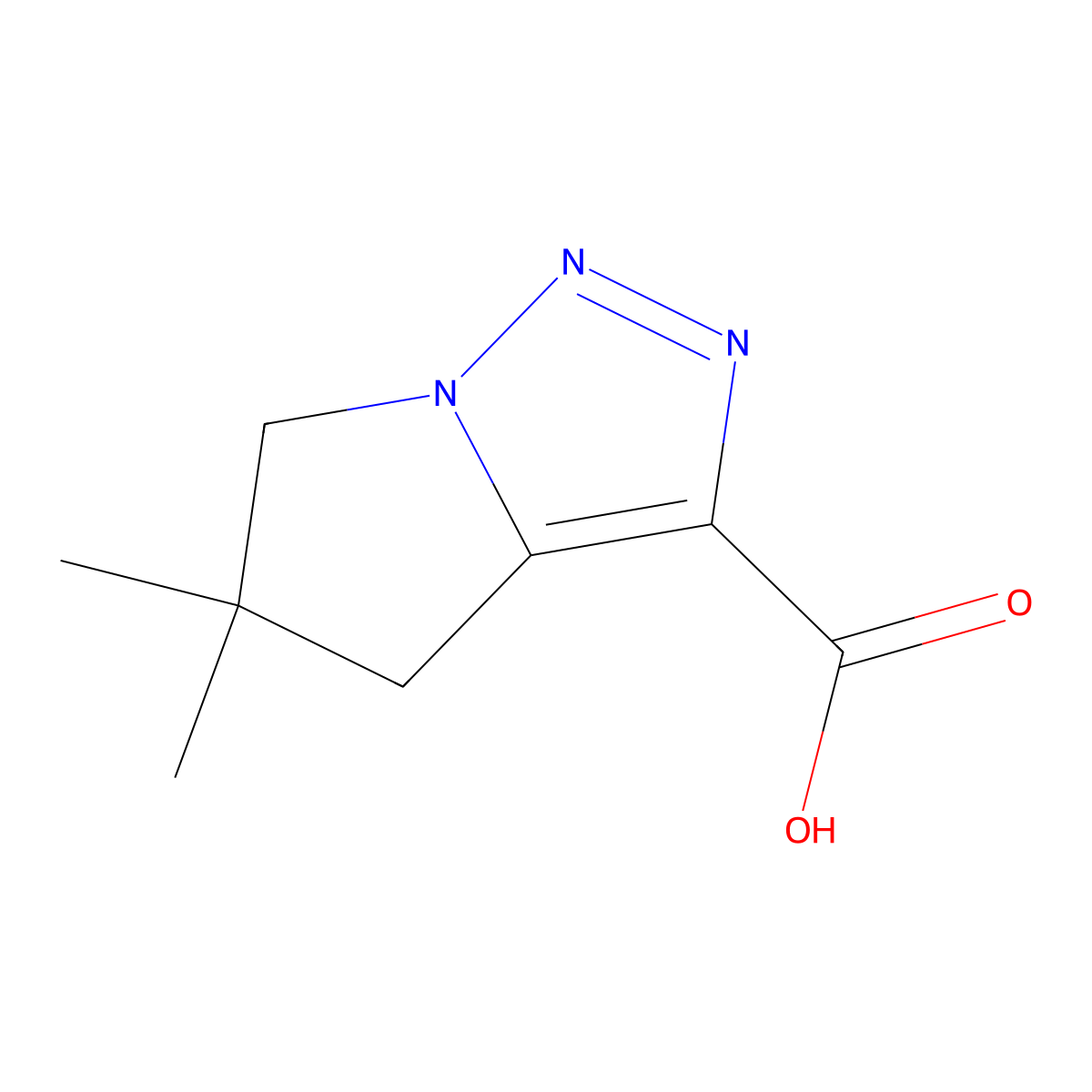 5,5-dimethyl-4H,5H,6H-pyrrolo[1,2-c][1,2,3]triazole-3-carboxylic acid molecular structure, CAS 2923842-93-5