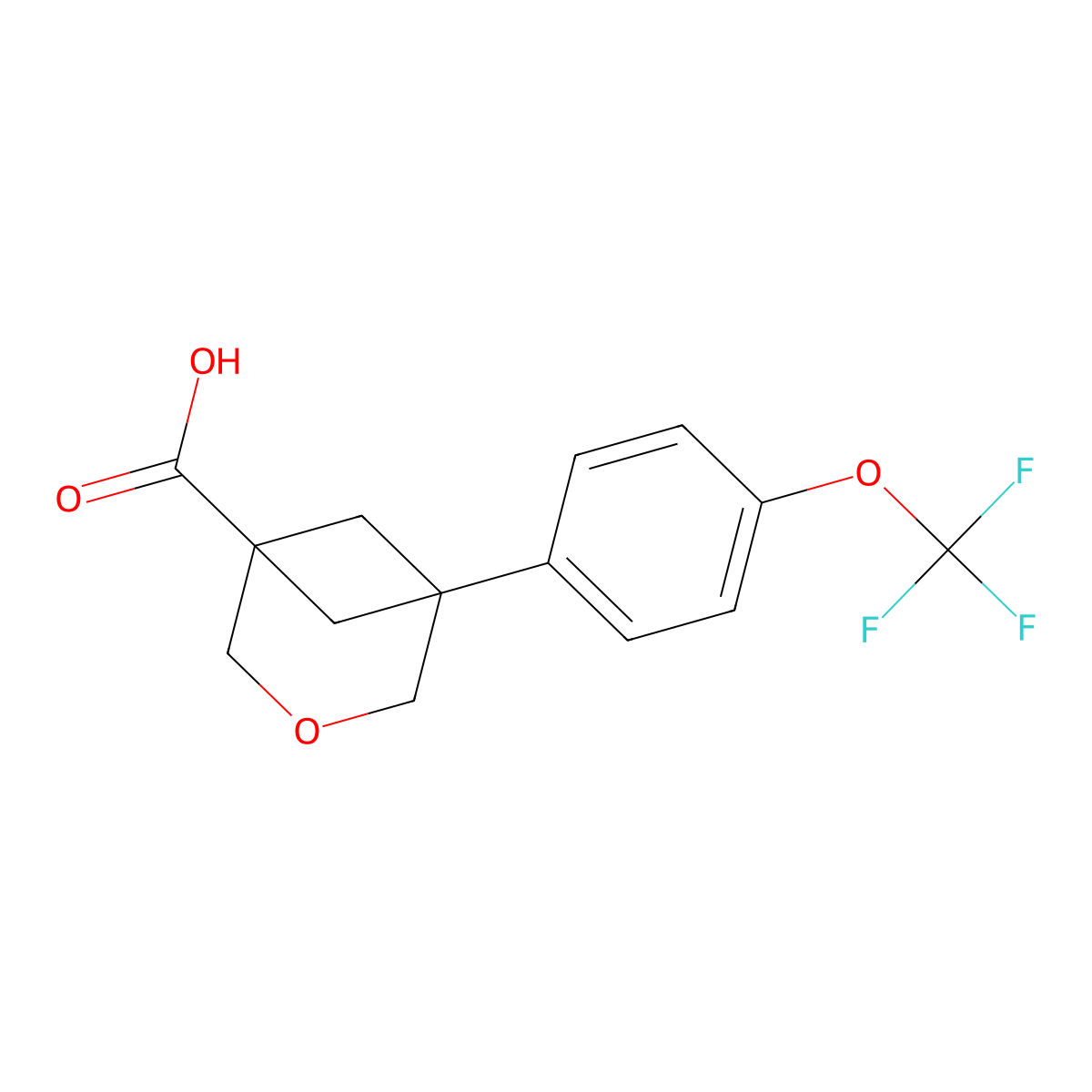 5-(4-(Trifluoromethoxy)phenyl)-3-oxabicyclo(3.1.1)heptane-1-carboxylic acid molecular structure, CAS 2923842-94-6