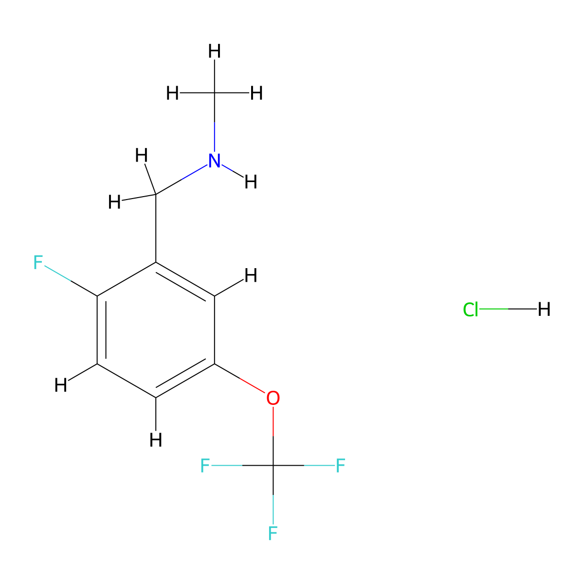 {[2-Fluoro-5-(trifluoromethoxy)phenyl]methyl}(methyl)amine hydrochloride molecular structure, CAS 2923843-05-2