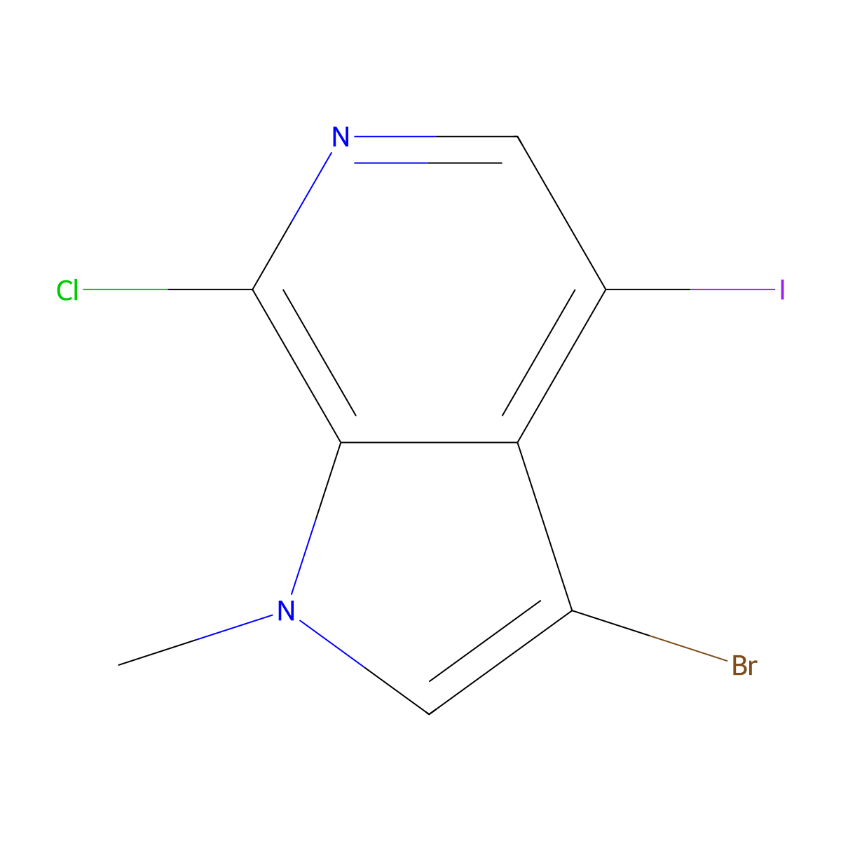 3-Bromo-7-chloro-4-iodo-1-methyl-1H-pyrrolo[2,3-C]pyridine molecular structure, CAS 2923843-08-5