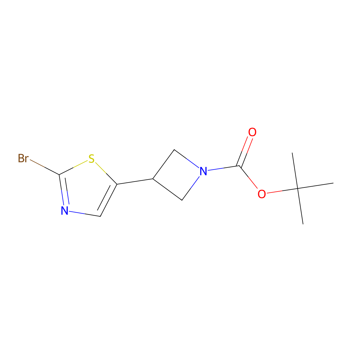 Tert-butyl 3-(2-bromo-1,3-thiazol-5-yl)azetidine-1-carboxylate molecular structure, CAS 2923843-21-2