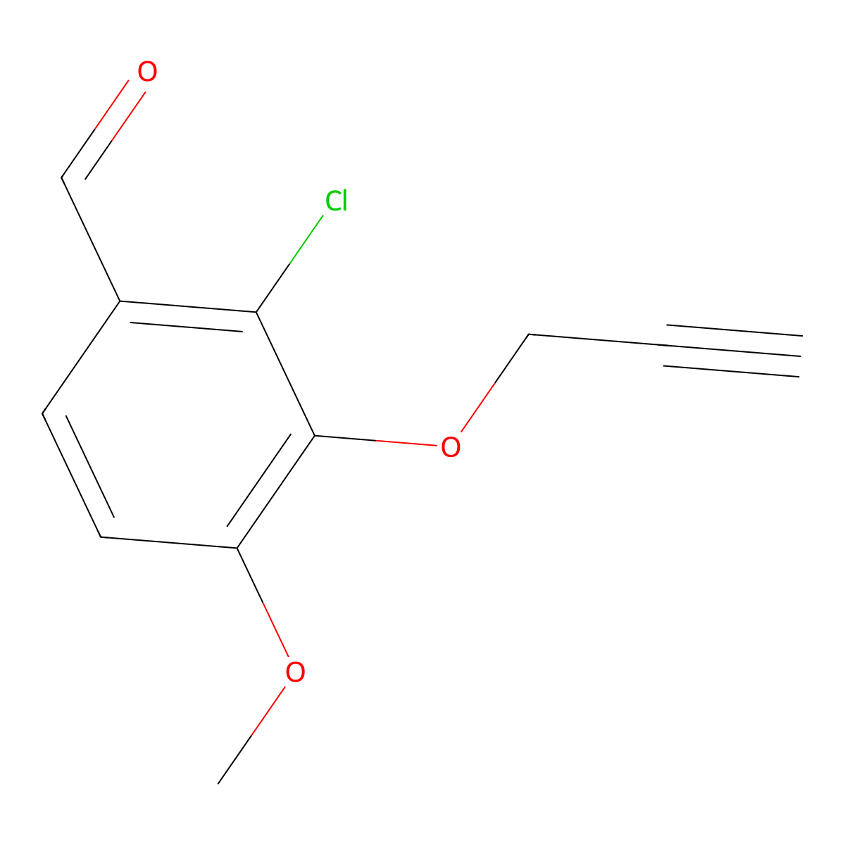 Benzaldehyde, 2-chloro-4-methoxy-3-(2-propyn-1-yloxy)- molecular structure, CAS 2923843-23-4
