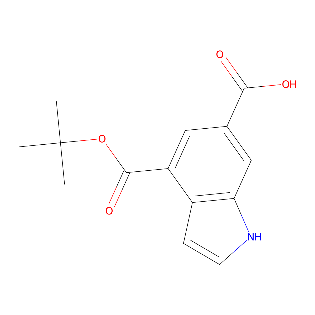 4-[(2-methylpropan-2-yl)oxycarbonyl]-1H-indole-6-carboxylic acid molecular structure, CAS 2923843-24-5