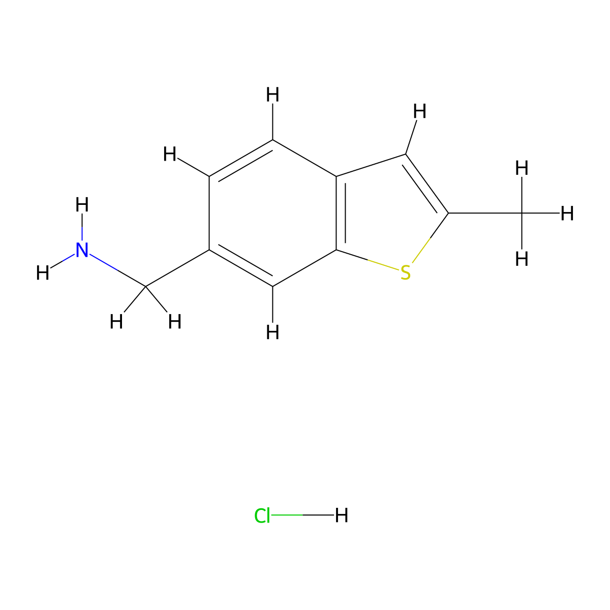 1-(2-Methyl-1-benzothiophen-6-yl)methanamine hydrochloride molecular structure, CAS 2923843-25-6