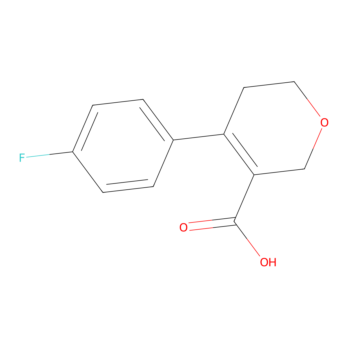 4-(4-fluorophenyl)-5,6-dihydro-2H-pyran-3-carboxylic acid molecular structure, CAS 2923843-26-7