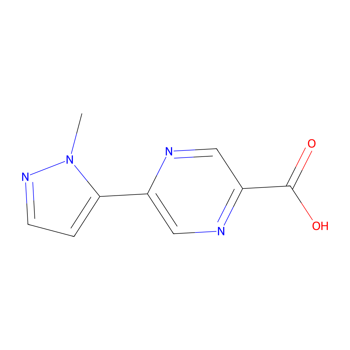 5-(2-Methylpyrazol-3-yl)pyrazine-2-carboxylicacid molecular structure, CAS 2923843-29-0