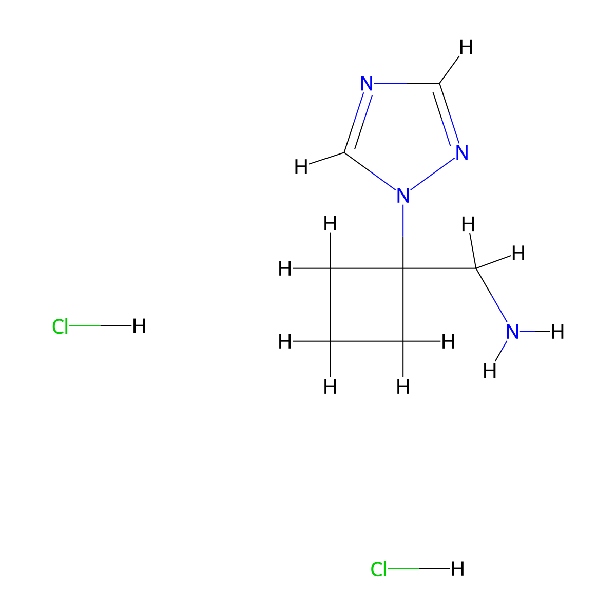 1-[1-(1H-1,2,4-triazol-1-yl)cyclobutyl]methanamine dihydrochloride molecular structure, CAS 2923843-33-6