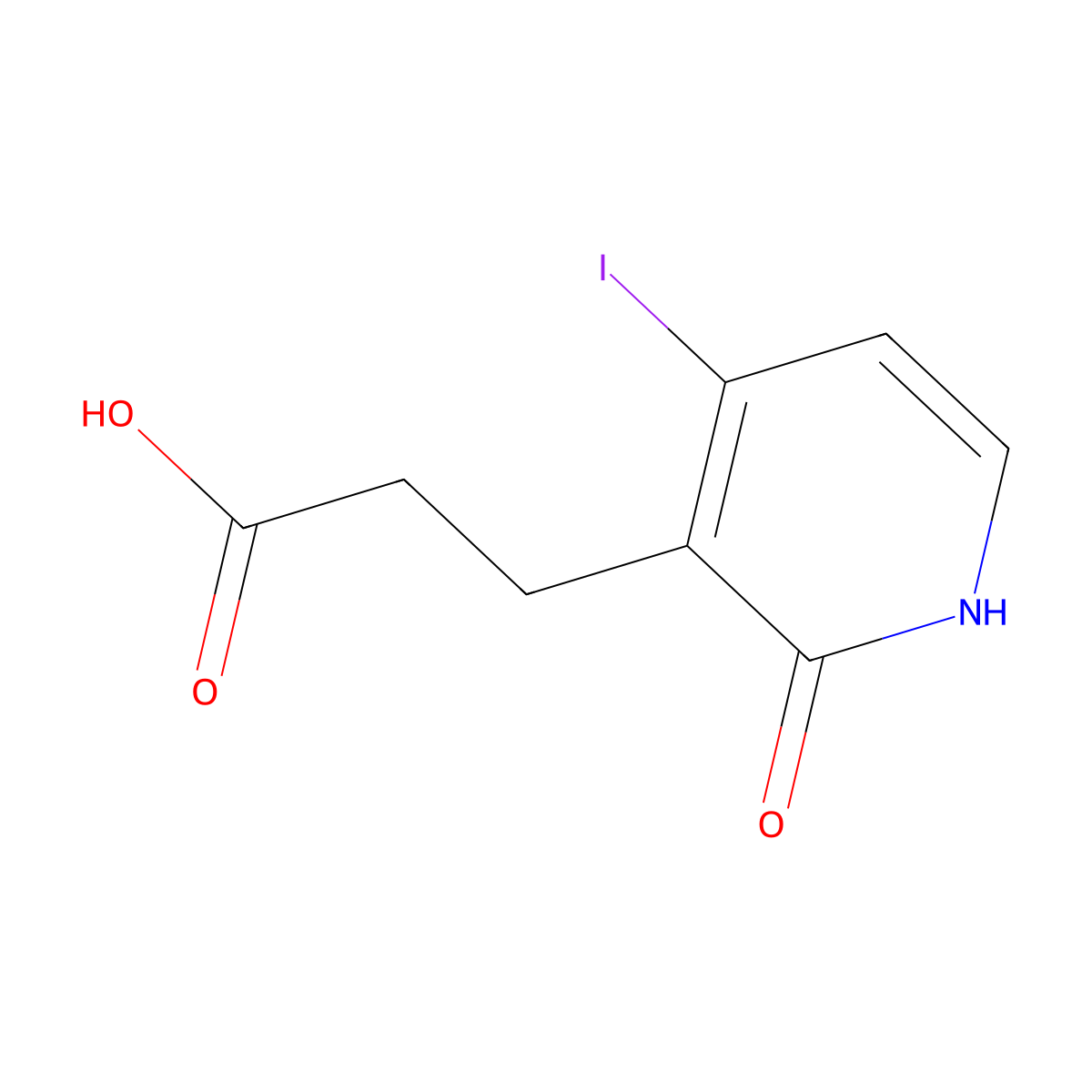 3-(2-Hydroxy-4-iodopyridin-3-yl)propanoic acid molecular structure, CAS 2923843-34-7