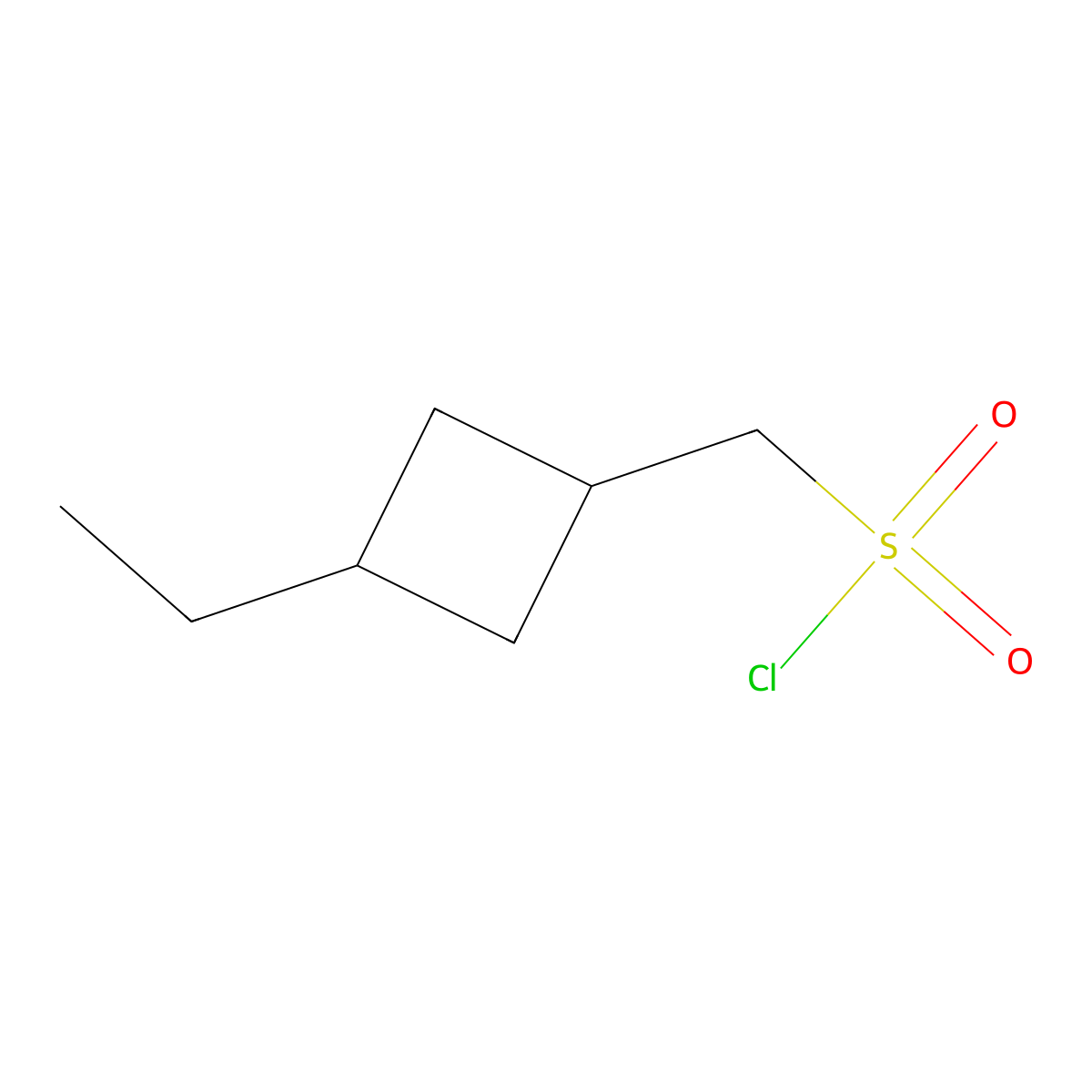 (3-Ethylcyclobutyl)methanesulfonyl chloride molecular structure, CAS 2923843-43-8
