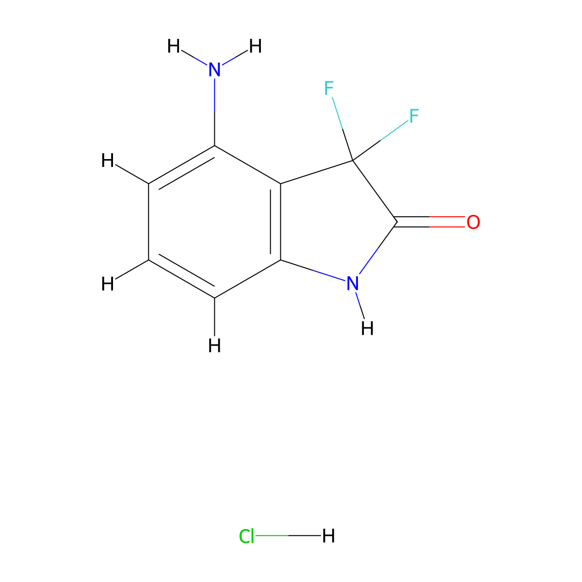 4-amino-3,3-difluoro-2,3-dihydro-1H-indol-2-onehydrochloride molecular structure, CAS 2923843-54-1