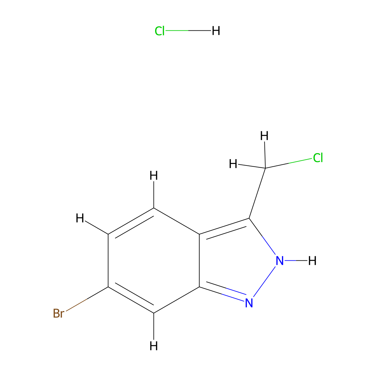 6-bromo-3-(chloromethyl)-1H-indazole hydrochloride molecular structure, CAS 2923843-56-3