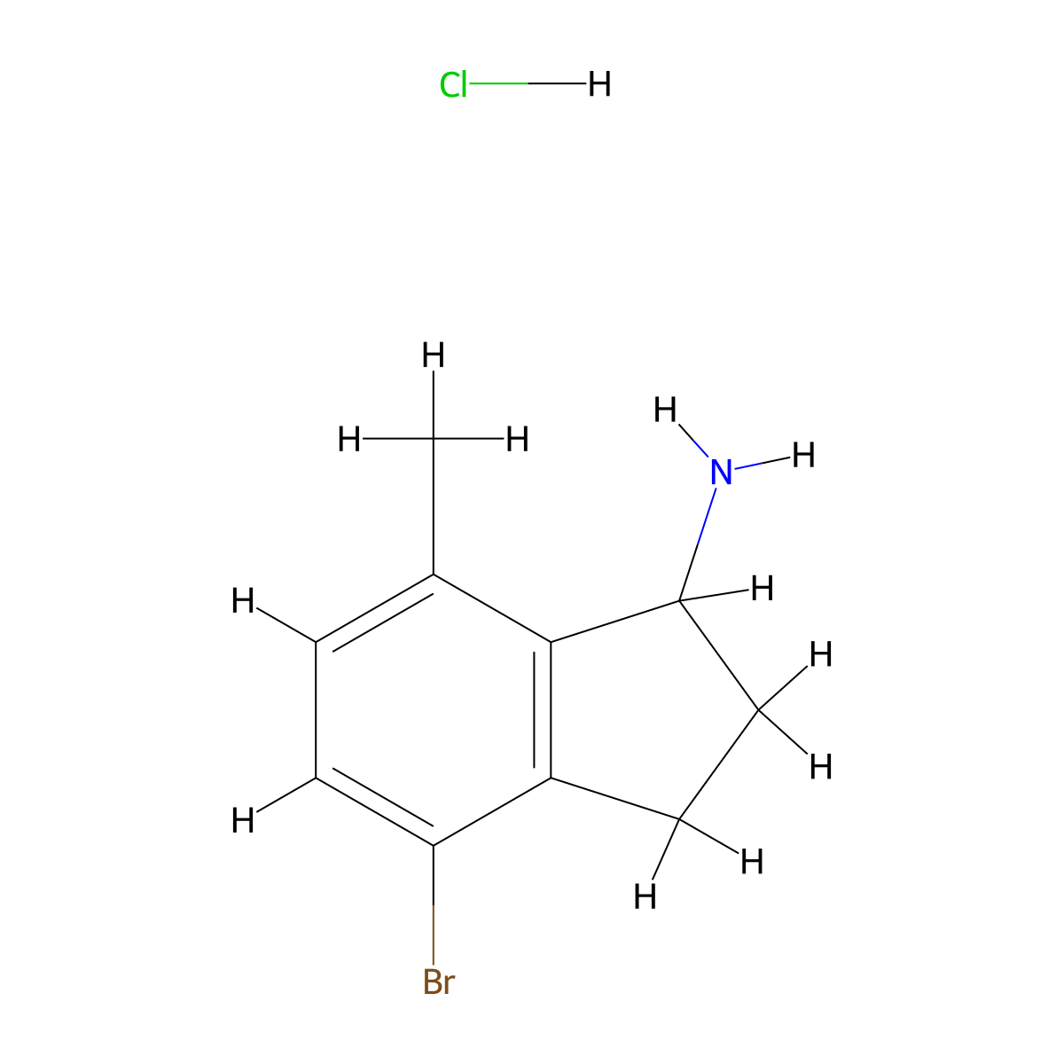 4-bromo-7-methyl-2,3-dihydro-1H-inden-1-amine hydrochloride molecular structure, CAS 2923843-58-5