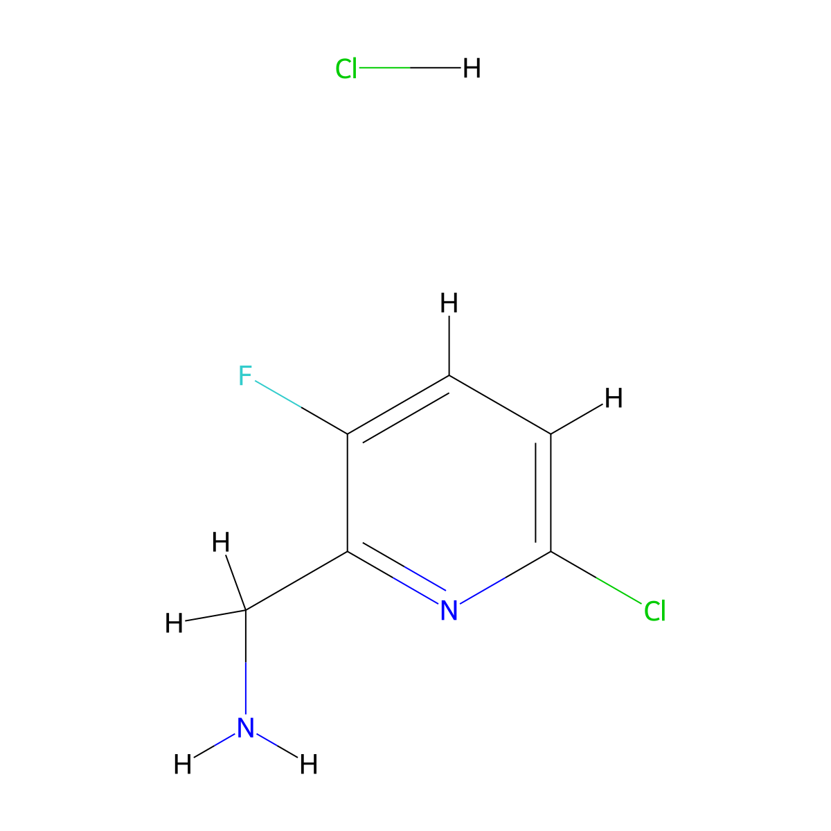 1-(6-Chloro-3-fluoropyridin-2-yl)methanamine hydrochloride molecular structure, CAS 2923843-62-1