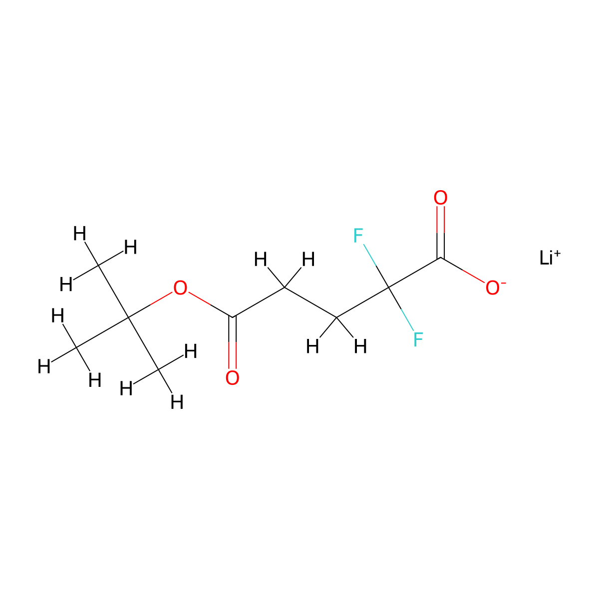Lithium(1+)5-(tert-butoxy)-2,2-difluoro-5-oxopentanoate molecular structure, CAS 2923843-70-1