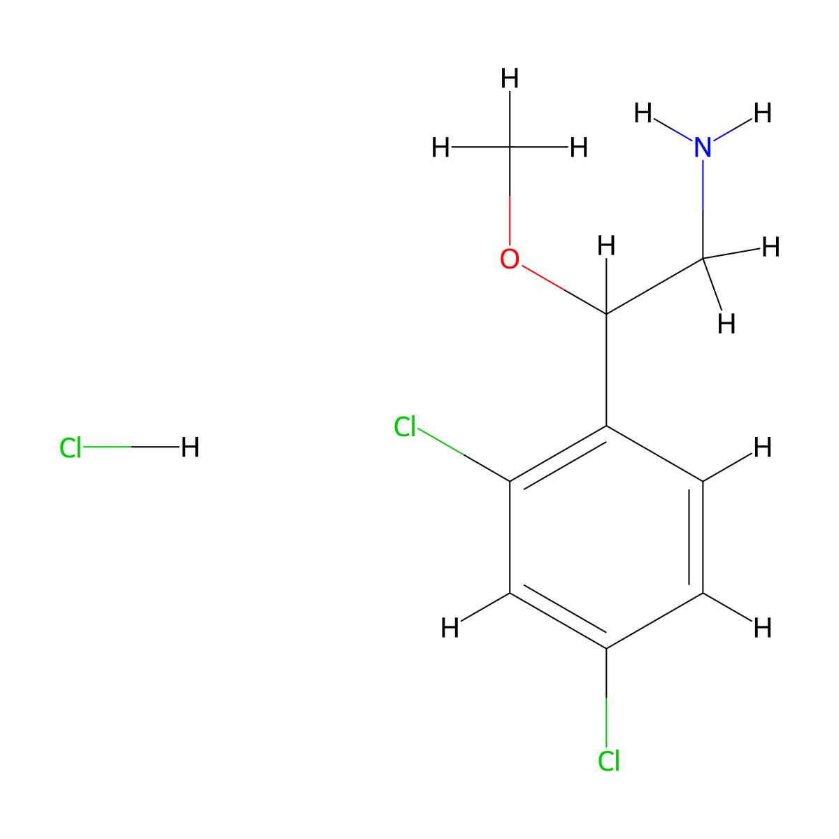 2-(2,4-Dichlorophenyl)-2-methoxyethan-1-amine hydrochloride molecular structure, CAS 2923843-75-6