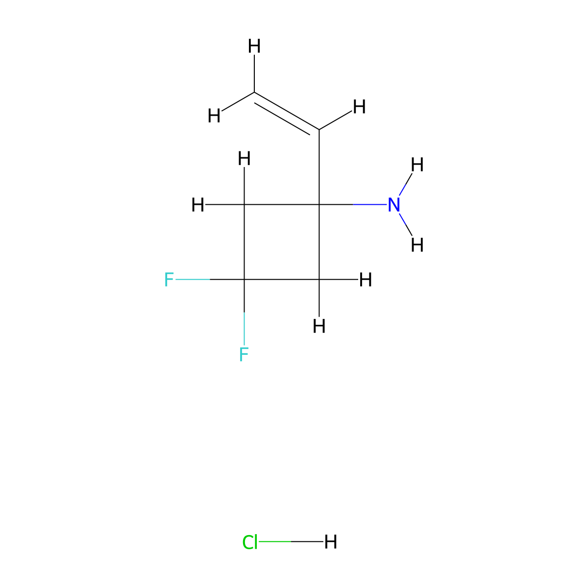 1-Ethenyl-3,3-difluorocyclobutan-1-amine hydrochloride molecular structure, CAS 2923843-79-0