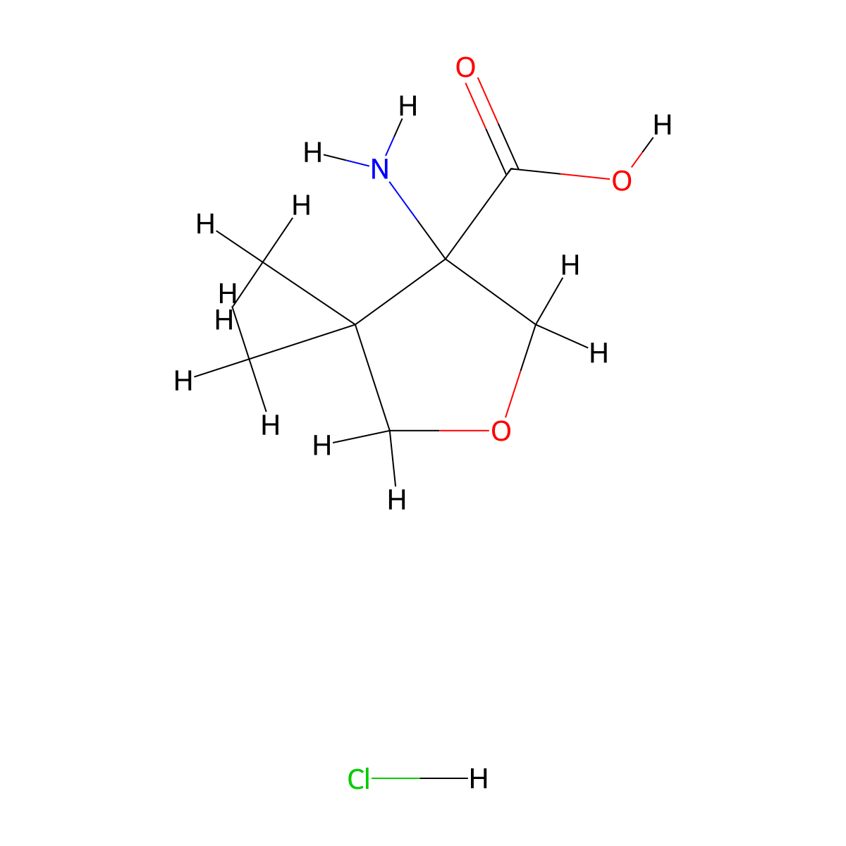 3-Amino-4,4-dimethyloxolane-3-carboxylic acid hydrochloride molecular structure, CAS 2923843-82-5