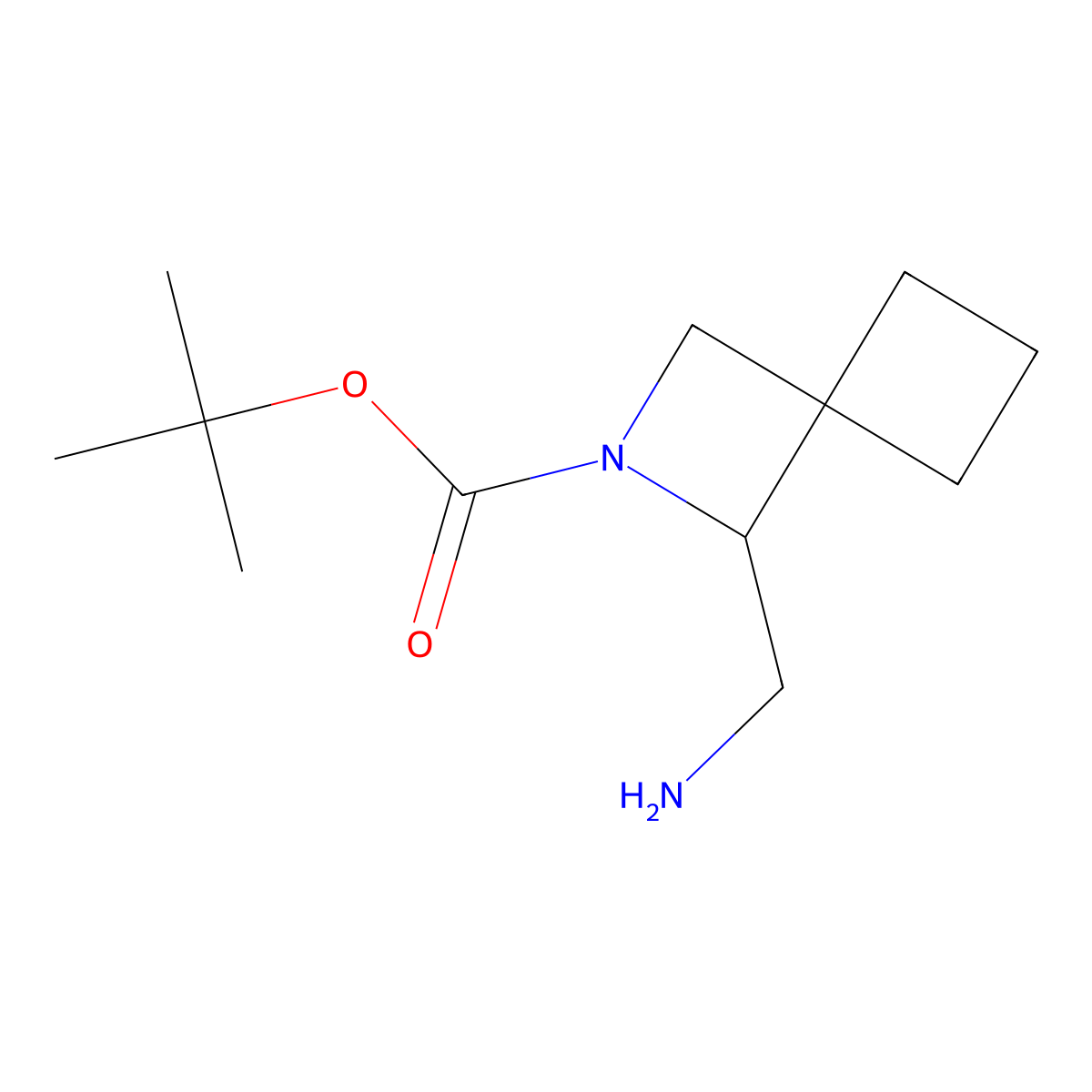 Tert-butyl 1-(aminomethyl)-2-azaspiro[3.3]heptane-2-carboxylate molecular structure, CAS 2923843-94-9