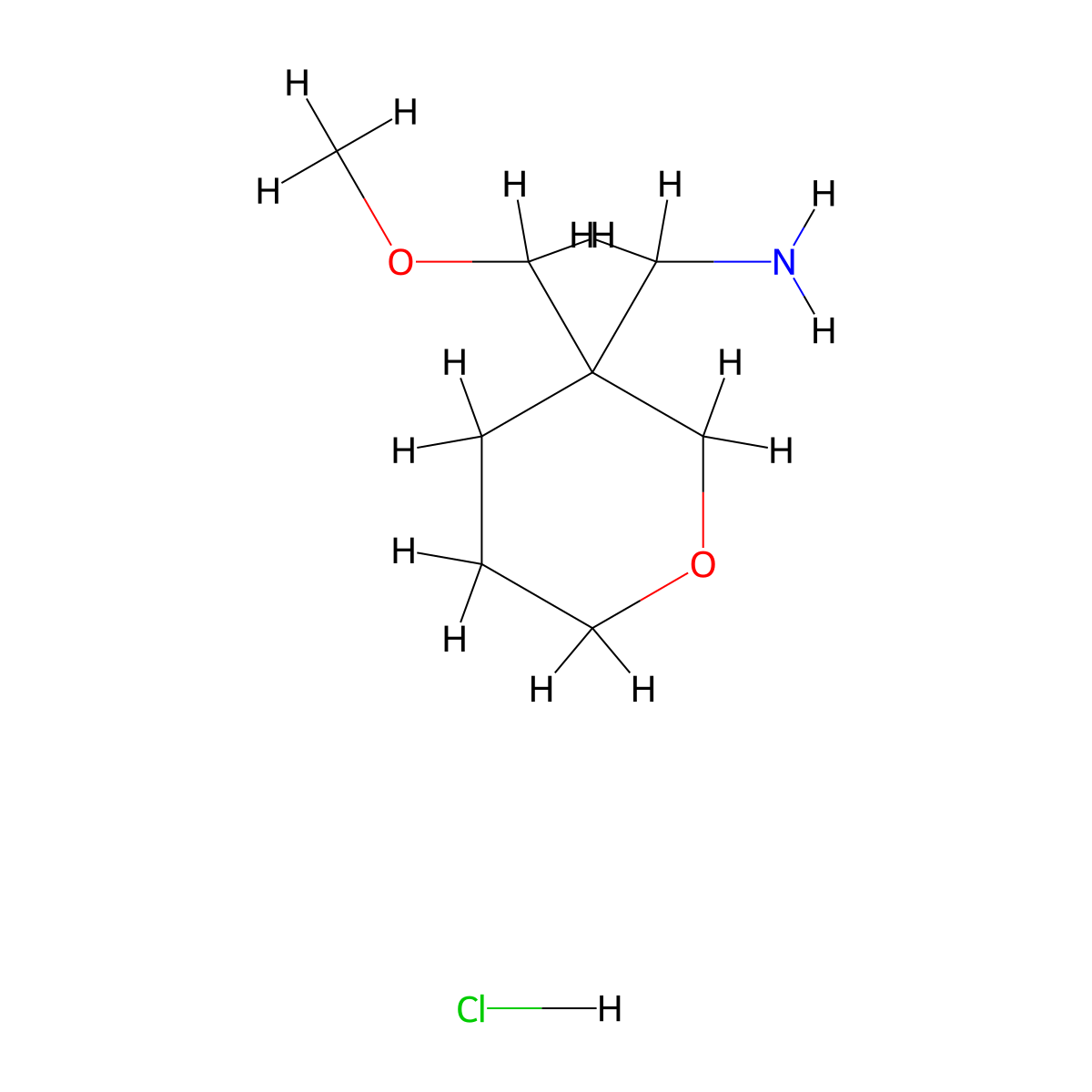 1-[3-(Methoxymethyl)oxan-3-yl]methanamine hydrochloride molecular structure, CAS 2923843-98-3