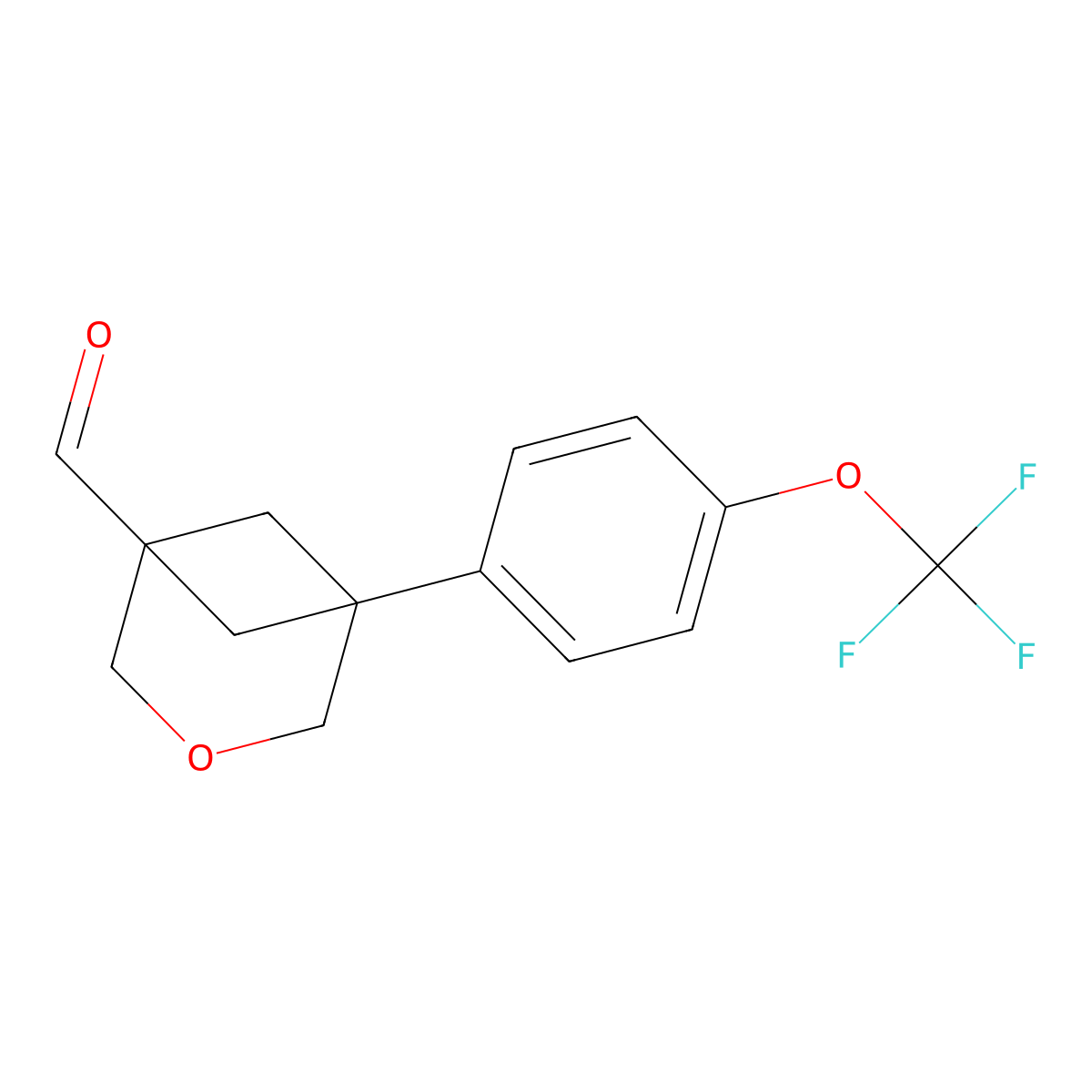5-[4-(Trifluoromethoxy)phenyl]-3-oxabicyclo[3.1.1]heptane-1-carbaldehyde molecular structure, CAS 2923844-03-3