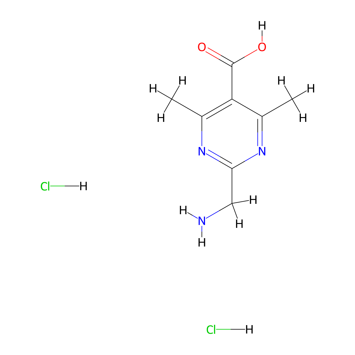 2-(Aminomethyl)-4,6-dimethylpyrimidine-5-carboxylic acid dihydrochloride molecular structure, CAS 2923844-09-9