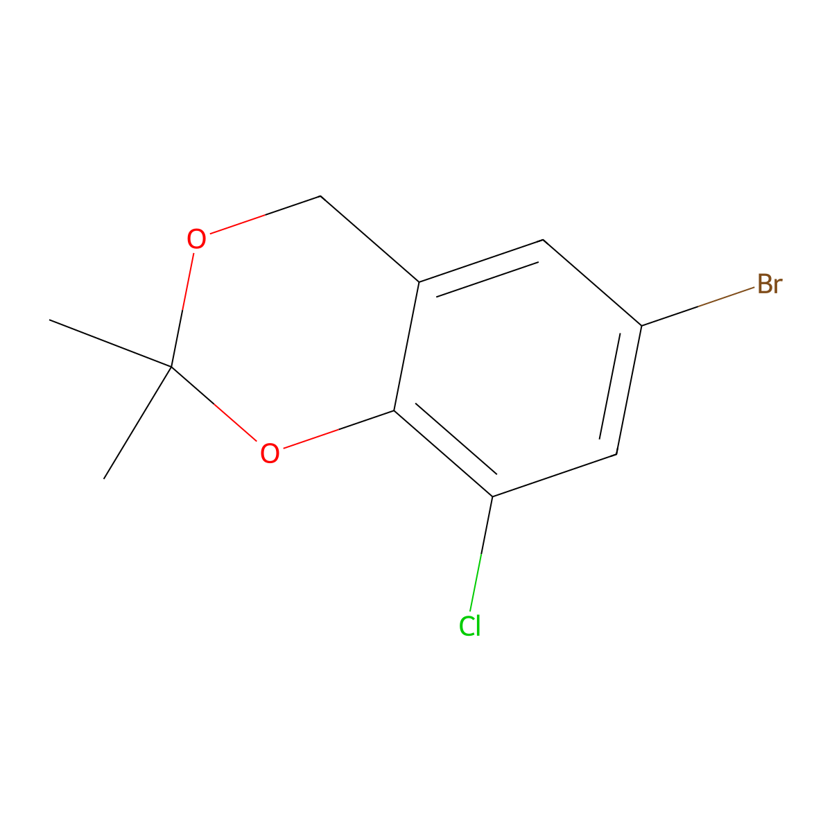 4H-1,3-Benzodioxin, 6-bromo-8-chloro-2,2-dimethyl- molecular structure, CAS 2923844-14-6
