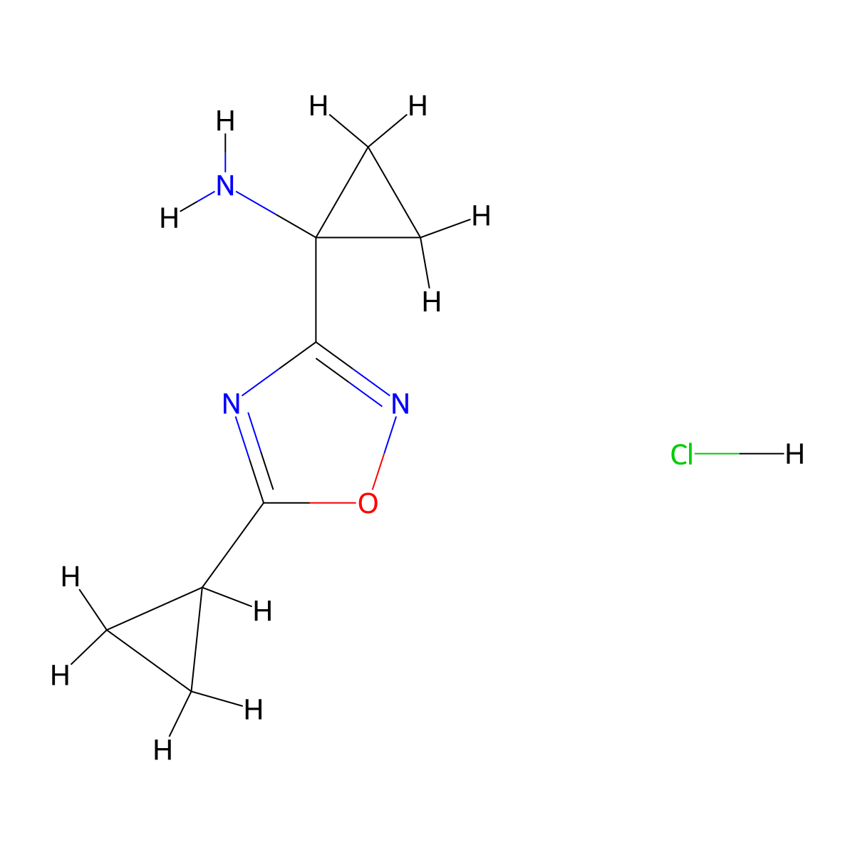 1-(5-Cyclopropyl-1,2,4-oxadiazol-3-yl)cyclopropan-1-amine hydrochloride molecular structure, CAS 2923844-16-8