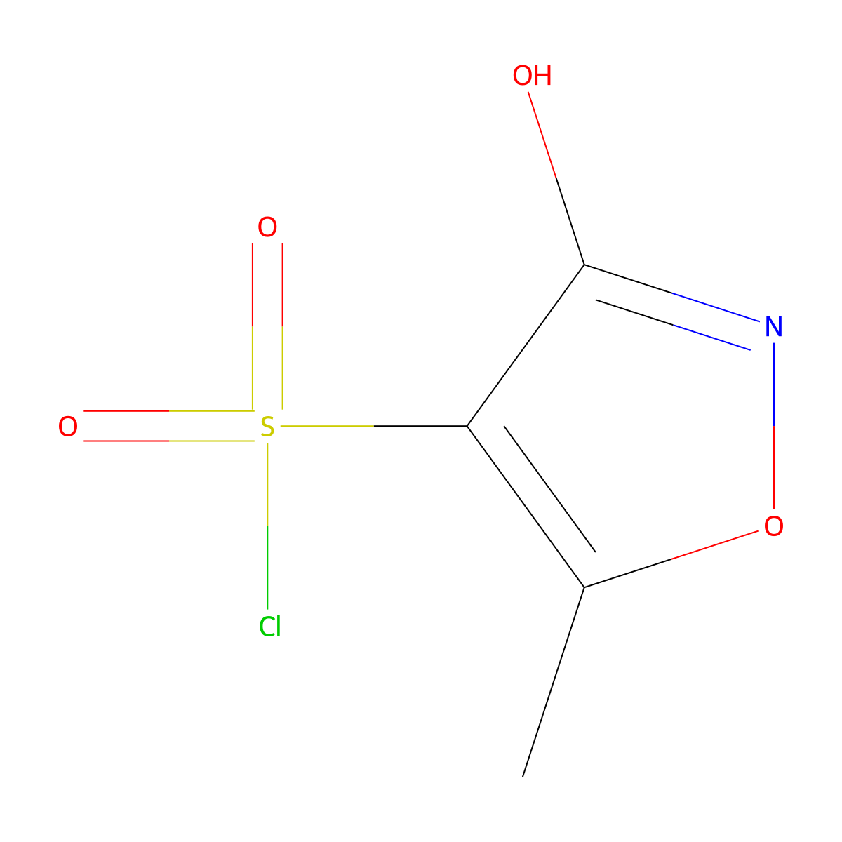 3-Hydroxy-5-methyl-1,2-oxazole-4-sulfonyl chloride molecular structure, CAS 2923844-17-9