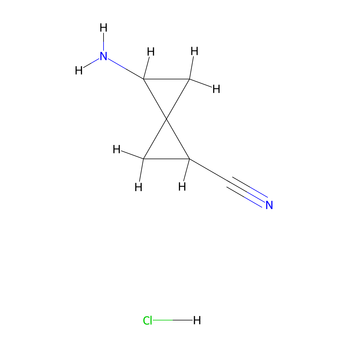 2-Aminospiro[2.2]pentane-5-carbonitrile;hydrochloride molecular structure, CAS 2923844-18-0