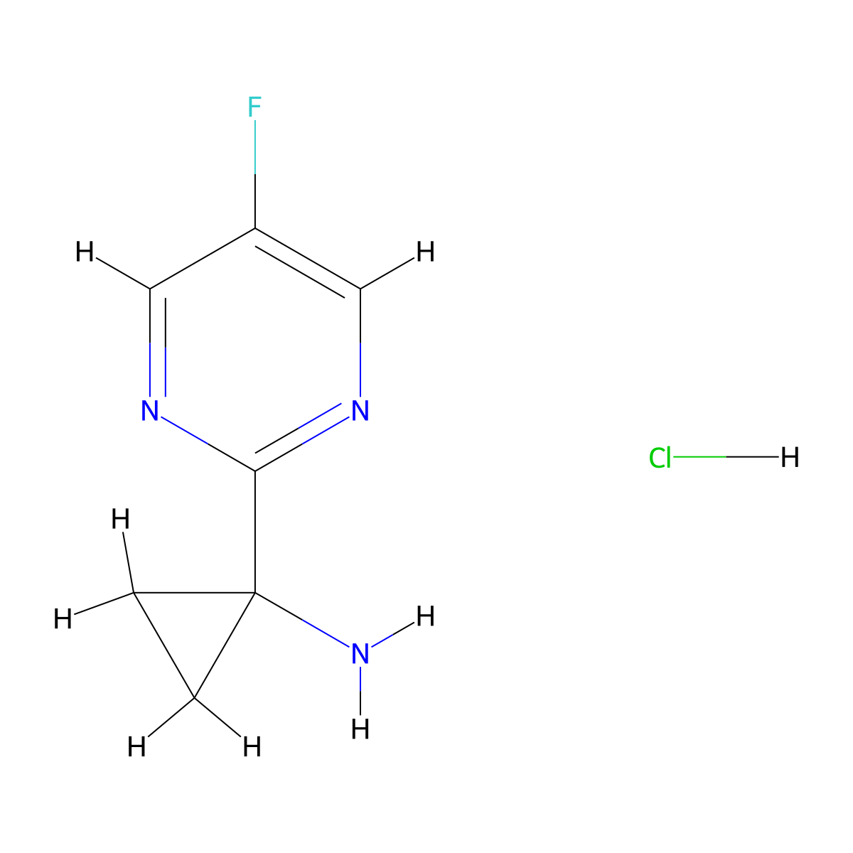 1-(5-Fluoropyrimidin-2-yl)cyclopropan-1-aminehydrochloride molecular structure, CAS 2923844-23-7