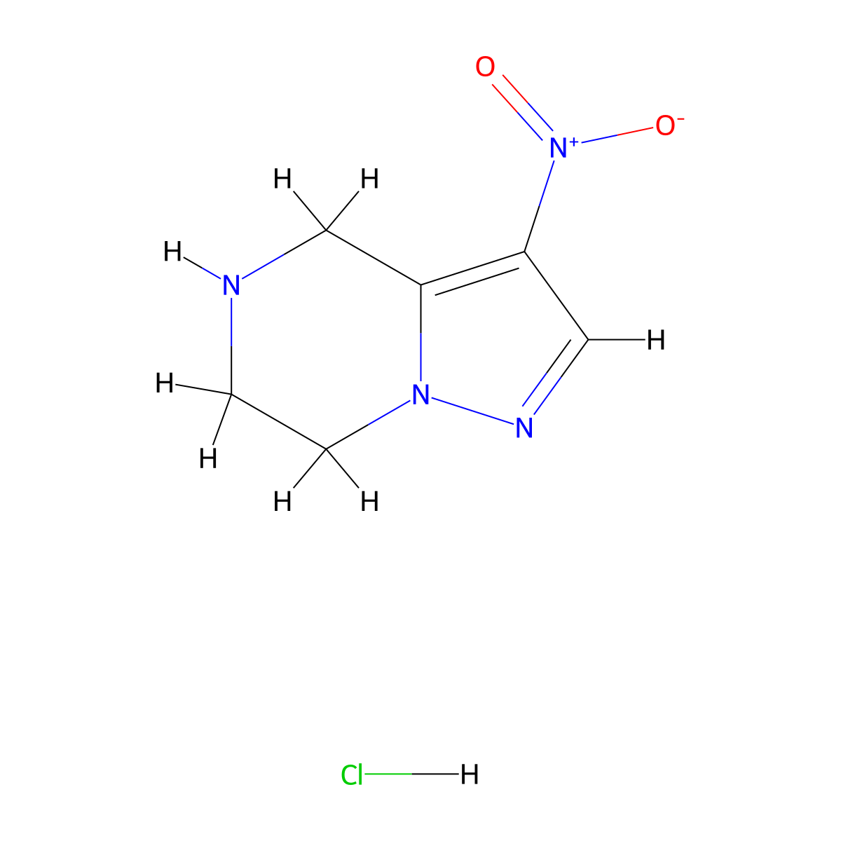 3-nitro-4H,5H,6H,7H-pyrazolo[1,5-a]pyrazine hydrochloride molecular structure, CAS 2923844-27-1