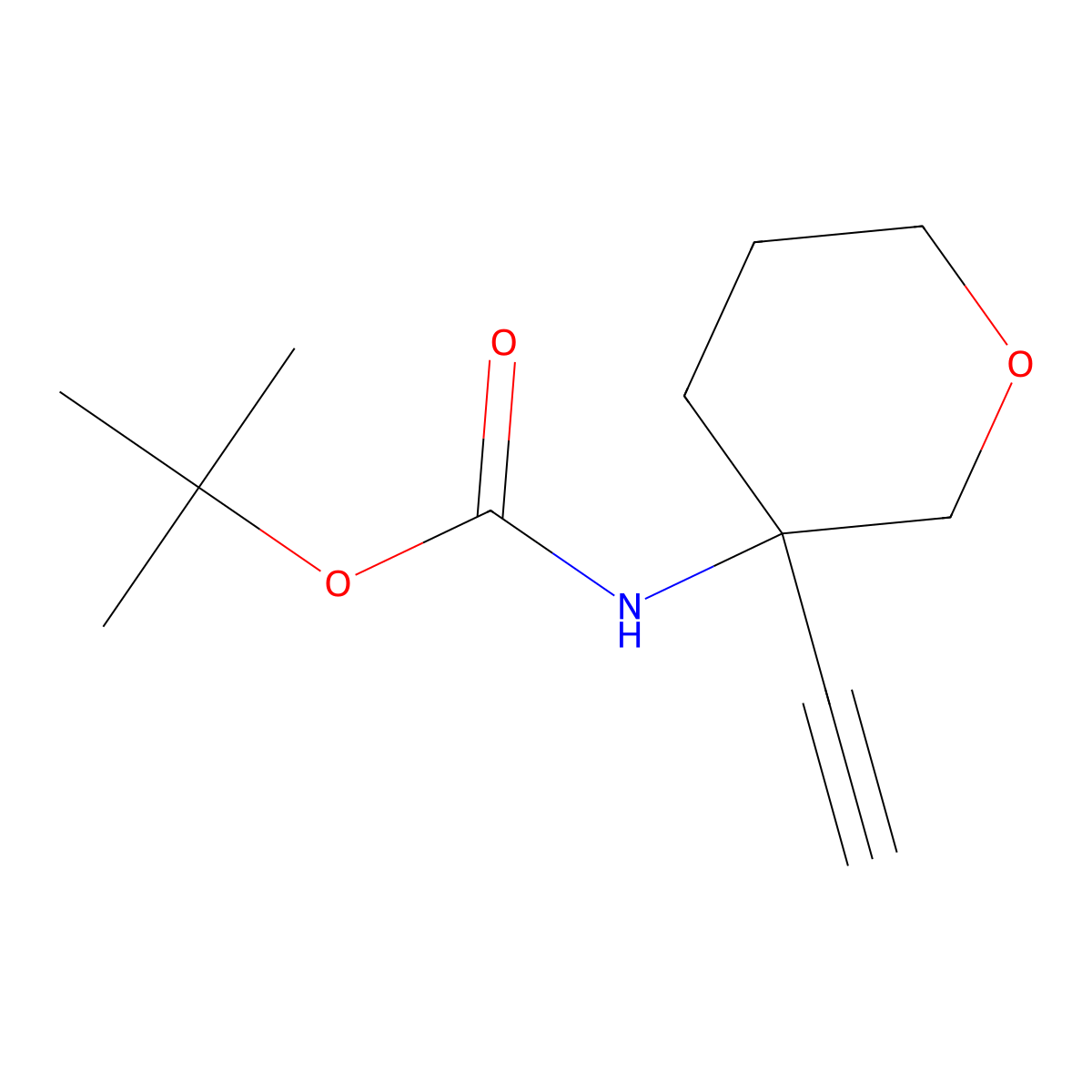 tert-butyl N-(3-ethynyloxan-3-yl)carbamate molecular structure, CAS 2923844-33-9