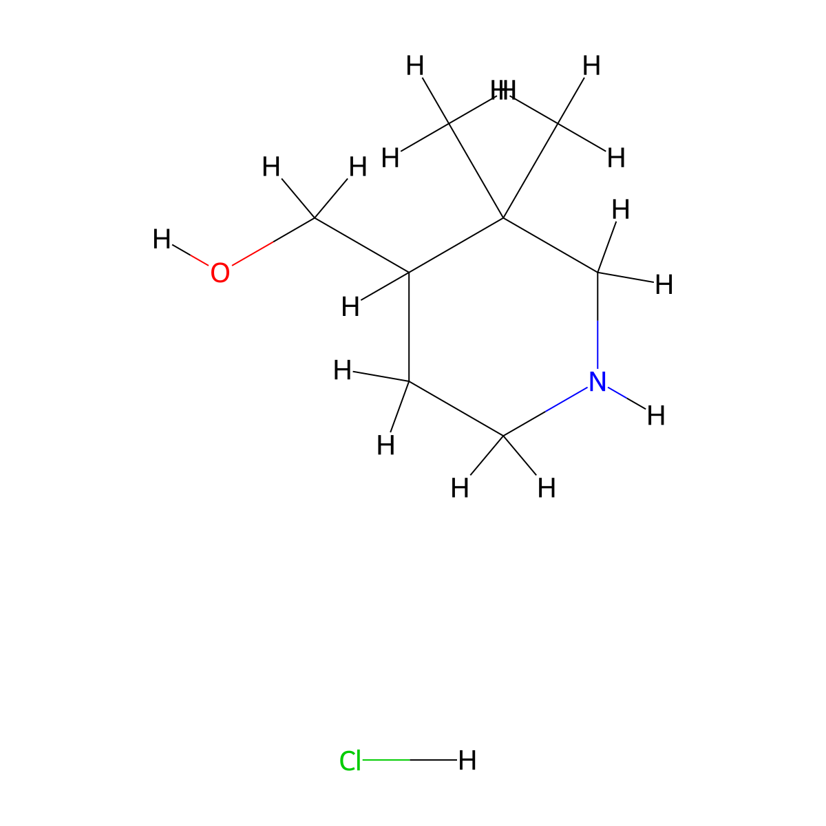 (3,3-Dimethyl-4-piperidyl)methanol hydrochloride molecular structure, CAS 2923844-39-5