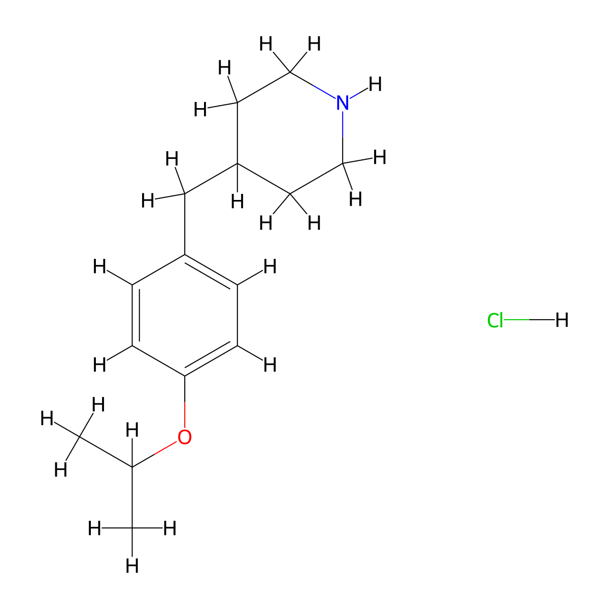 4-{[4-(Propan-2-yloxy)phenyl]methyl}piperidine hydrochloride molecular structure, CAS 2923844-43-1