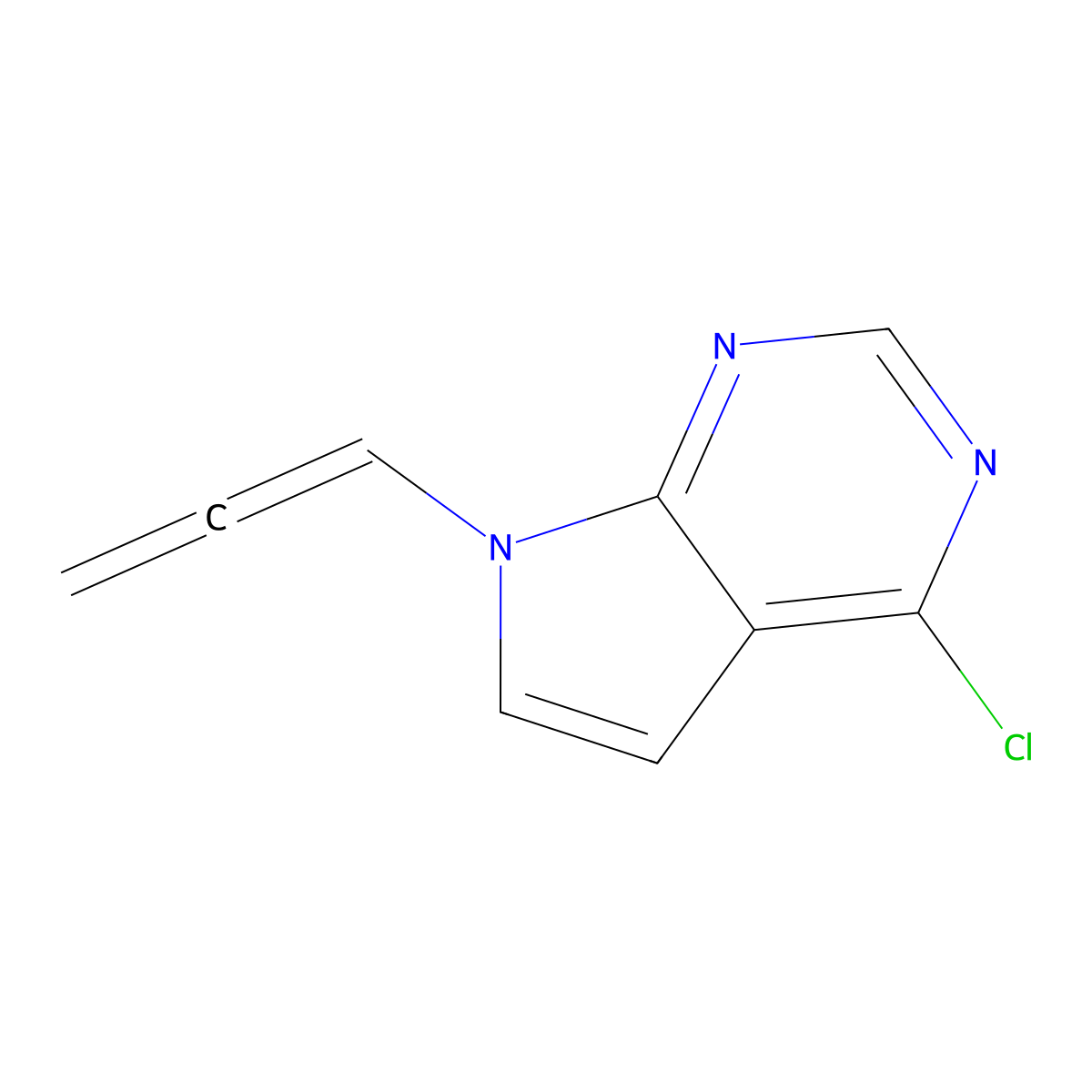 4-chloro-7-(propa-1,2-dien-1-yl)-7H-pyrrolo[2,3-d]pyrimidine molecular structure, CAS 2923844-44-2