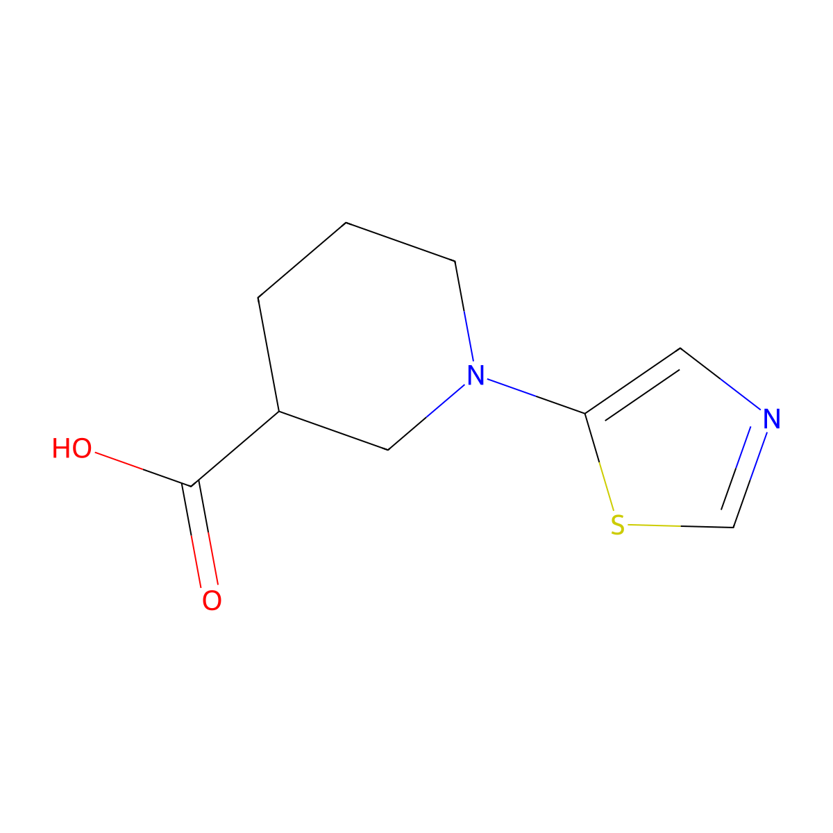 1-(1,3-Thiazol-5-yl)piperidine-3-carboxylic acid molecular structure, CAS 2923844-52-2