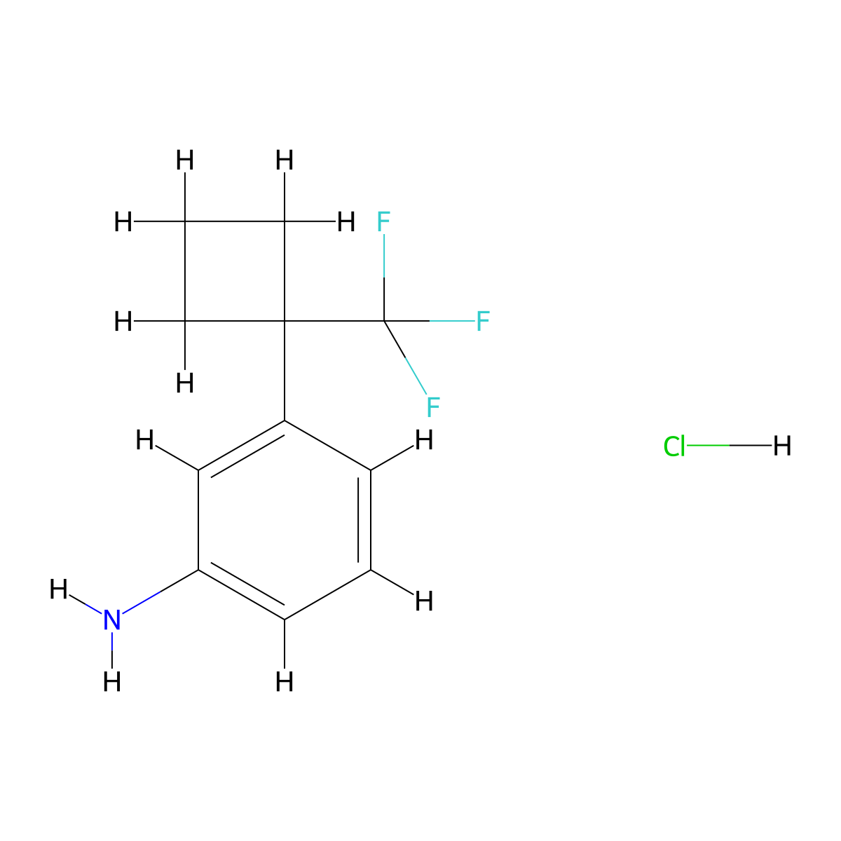 3-[1-(Trifluoromethyl)cyclobutyl]aniline hydrochloride molecular structure, CAS 2923844-56-6
