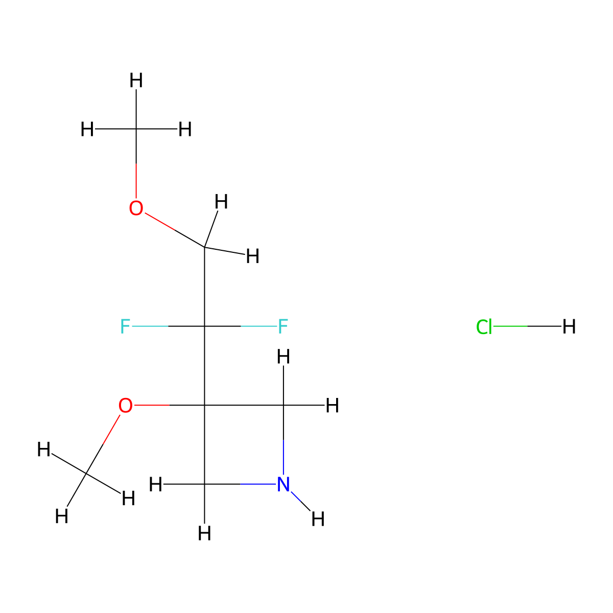 3-(1,1-Difluoro-2-methoxyethyl)-3-methoxyazetidine hydrochloride molecular structure, CAS 2923844-62-4