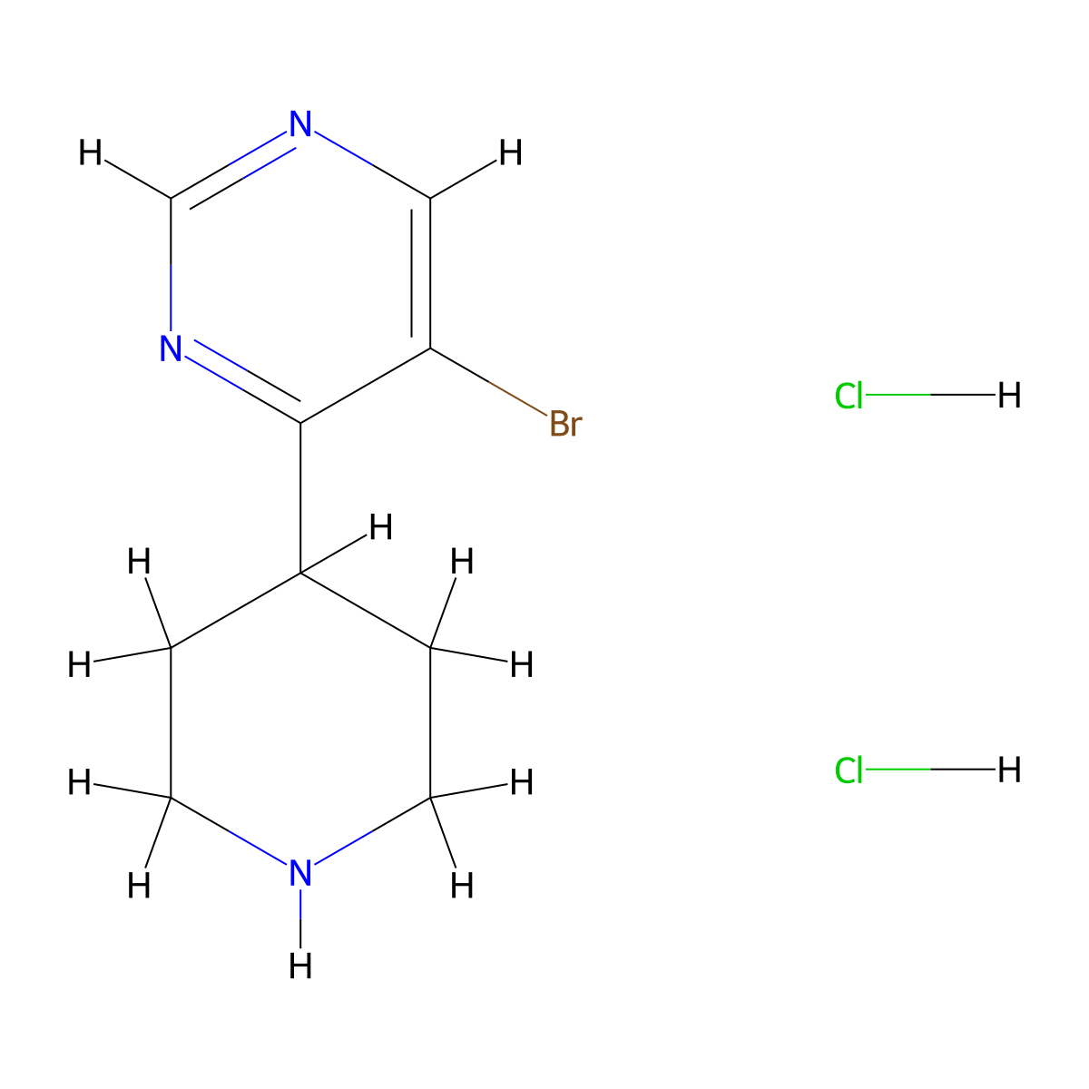 5-Bromo-4-(piperidin-4-yl)pyrimidine dihydrochloride molecular structure, CAS 2923844-64-6