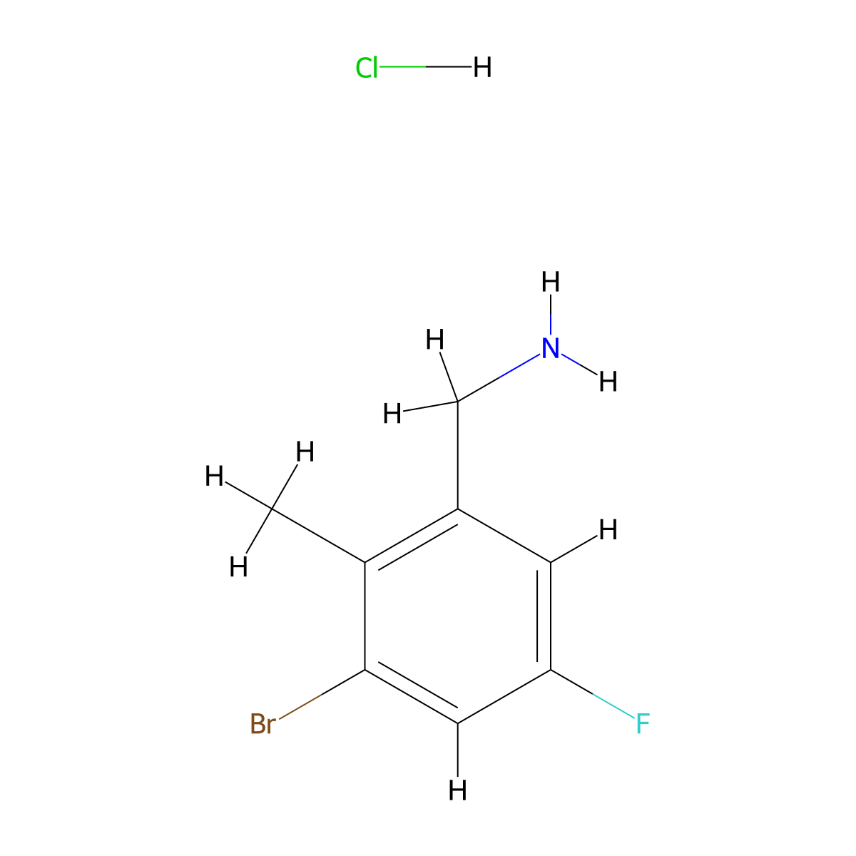 1-(3-Bromo-5-fluoro-2-methylphenyl)methanamine hydrochloride molecular structure, CAS 2923844-66-8